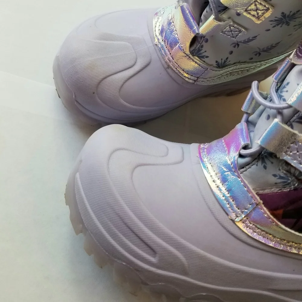 ❗Disney Frozen Girls Holographic Lilac Snow Boots with Fur Size 11❗